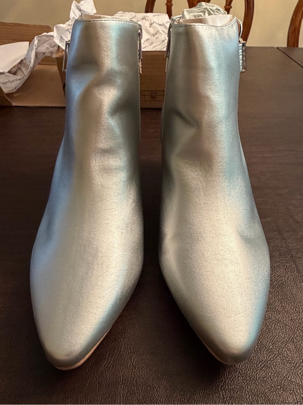 ComfortView (by Woman Within) brand new silver Decima booties. Size 11W.